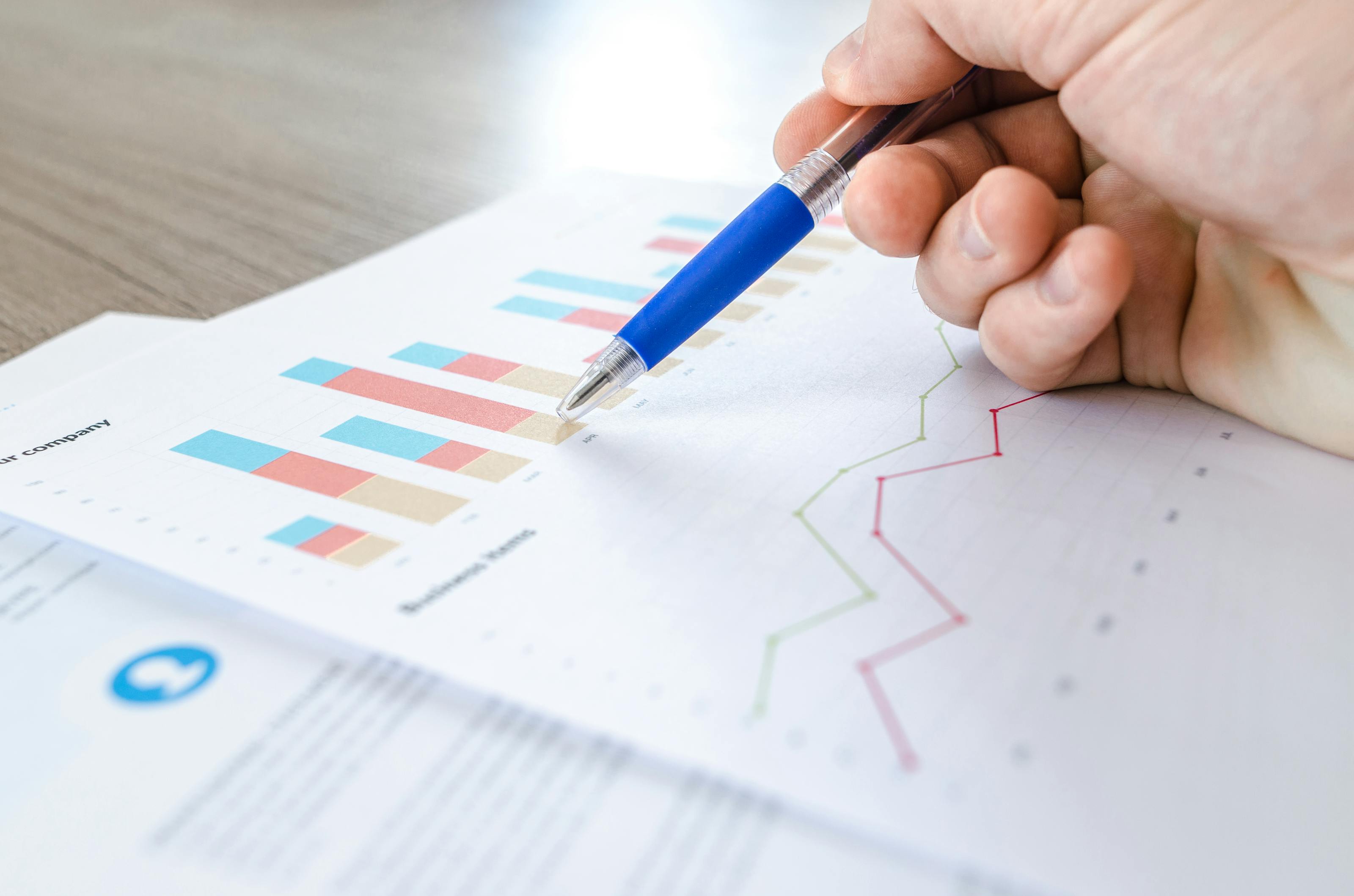 Service business owner analysing revenue growth on a dashboard